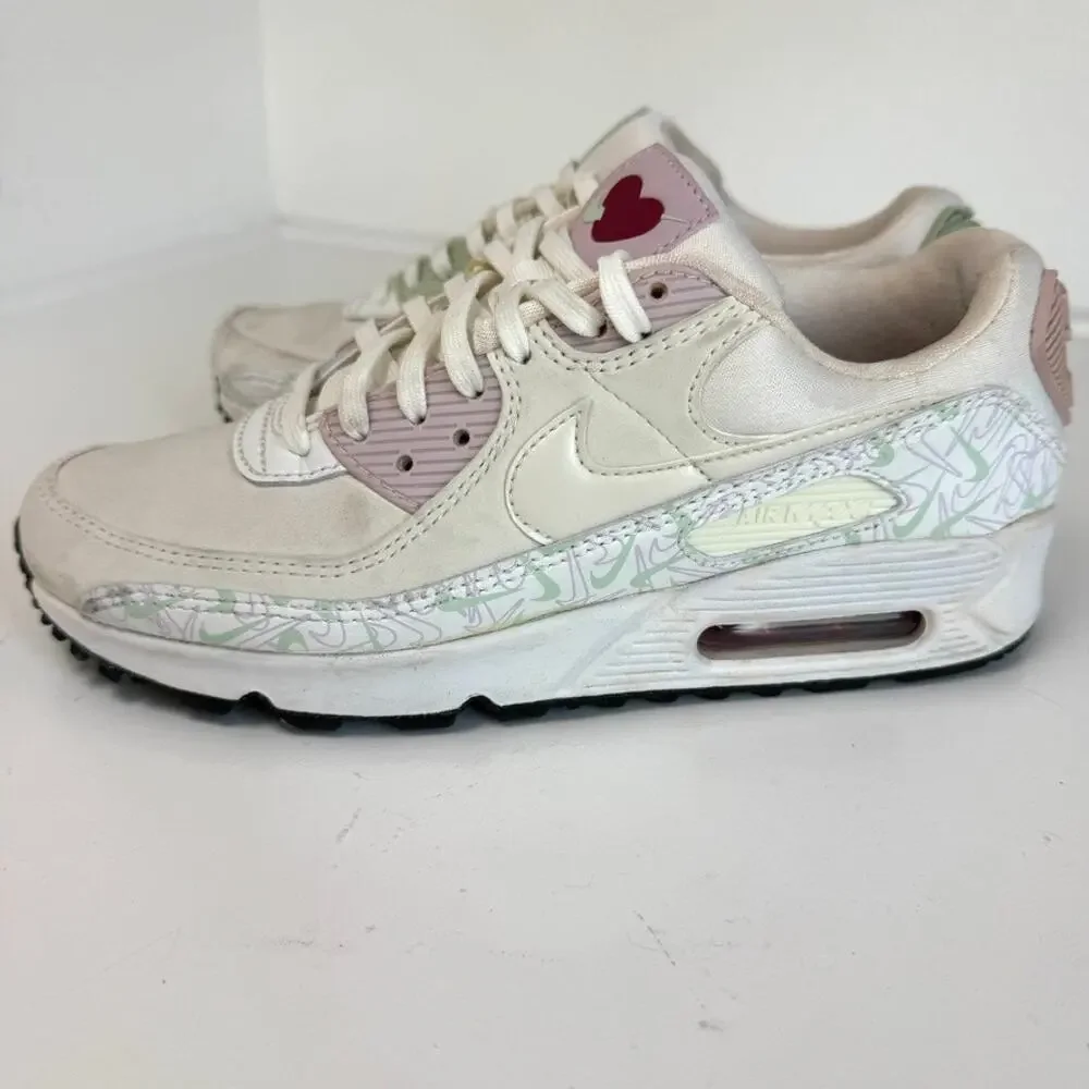 Nike Air Max 90 U Complete Me‎ Valentine’s Day White Green Pink Sneakers 8.5